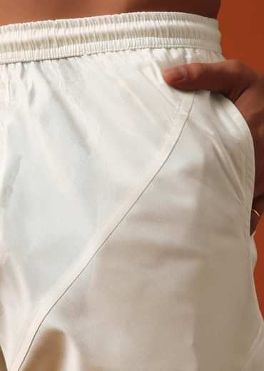 Elegant White Silk Sherwani Set With Pure Silk Pashmina Dupatta