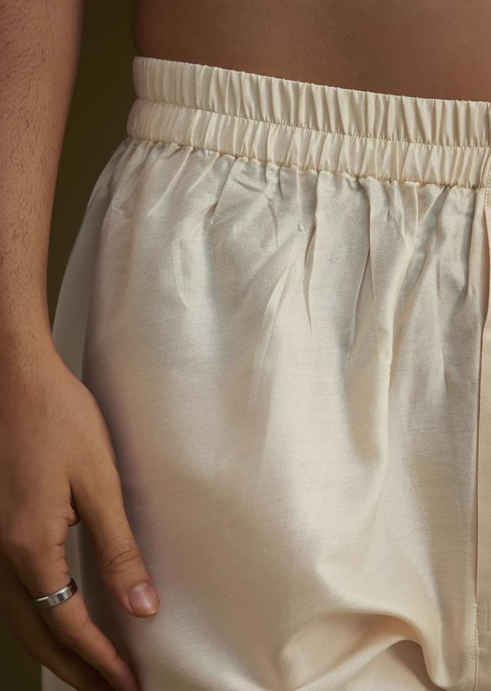 Light Peach Silk Sherwani Set With Dori Pearl And Stone Embroidery