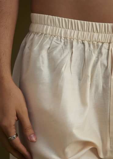 Light Peach Silk Sherwani Set With Dori Pearl And Stone Embroidery