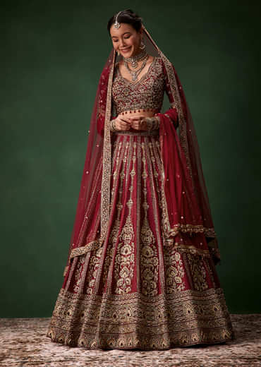 Embellished Bridal Lehenga Heavy Work Set with Two Dupattas