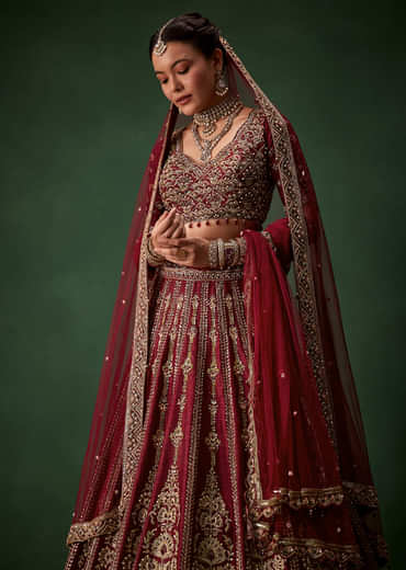Embellished Bridal Lehenga Heavy Work Set with Two Dupattas