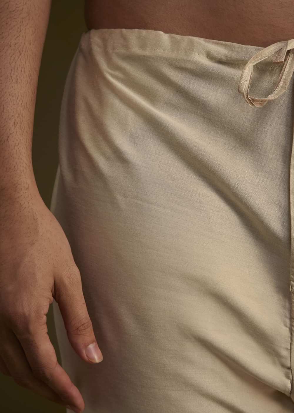 Fawn Silk Sherwani Set With Zardosi Embroidery