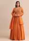 Embroidery Burnt Orange Anarkali Suit With Banarasi Organza Dupatta