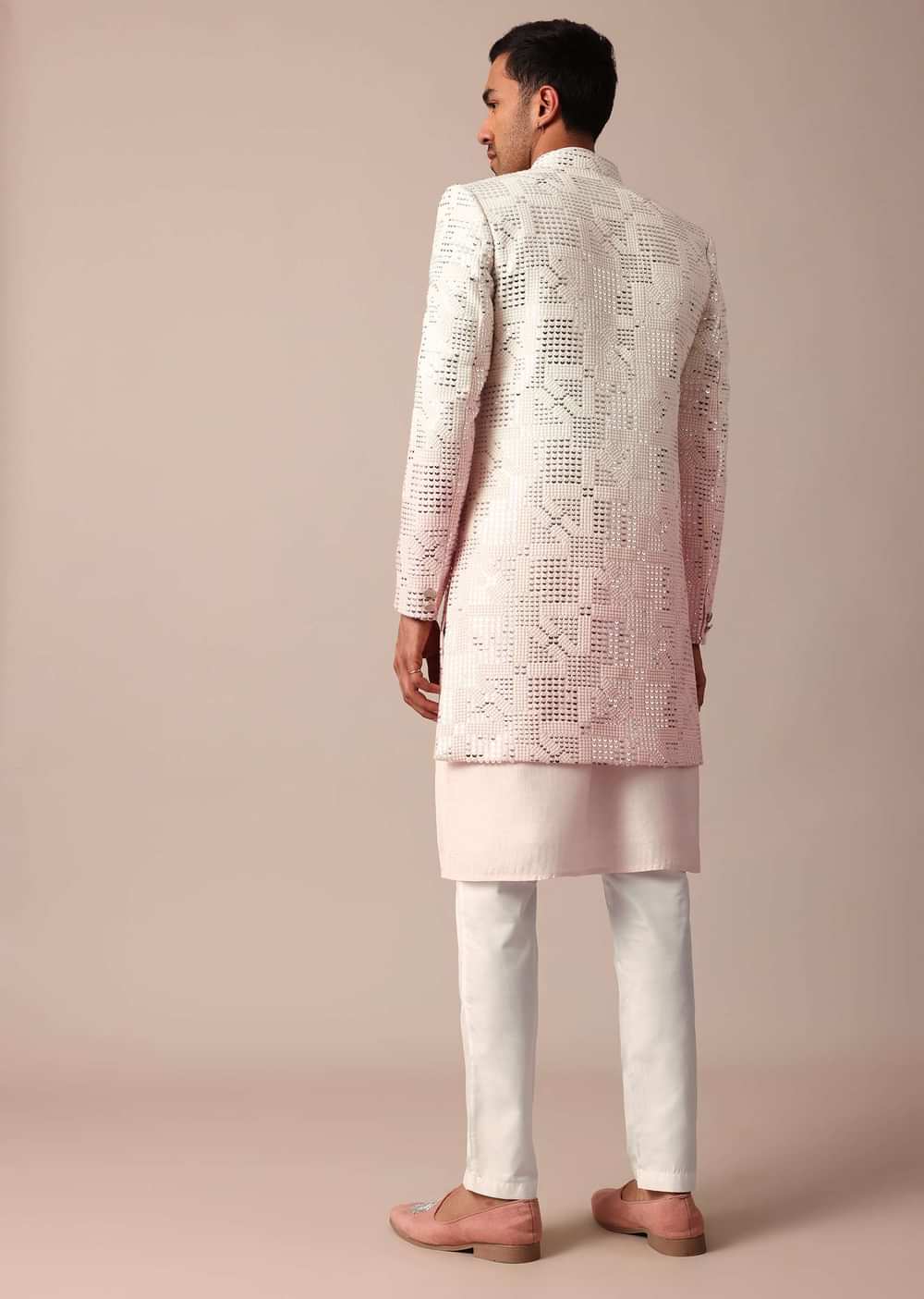 Enchanting Pink Silk Sherwani Set