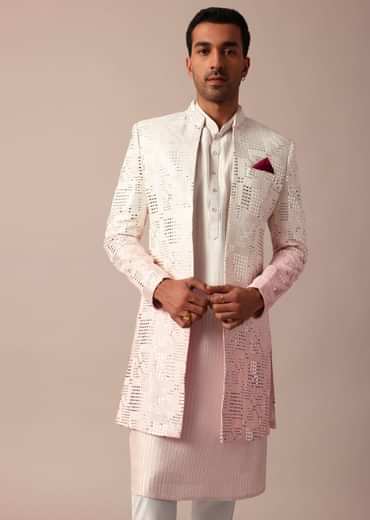 Enchanting Pink Silk Sherwani Set