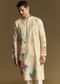 Floral Beige Linen Kurta Set