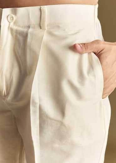 Floral Beige Linen Kurta Set