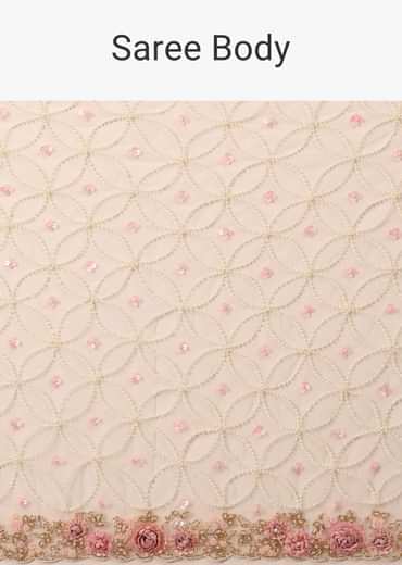 Pearl White Saree Fully Embroidered In Net Fabric