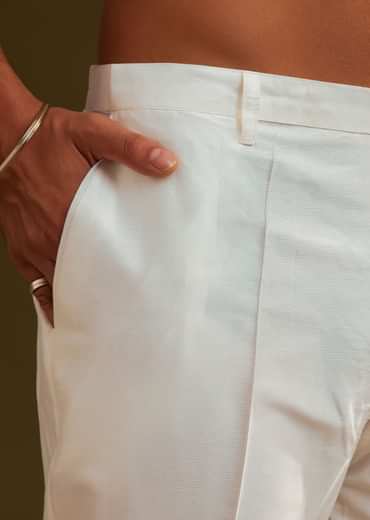 Glacier Blue Silk Kurta Set With Yoke Embroidery