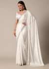 Glamorous White Chinnon Saree With Stone Embellishments