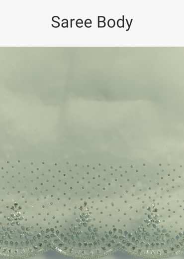 Green Glass Tissue Saree With All Over Cutdana And Sequins Embroidery