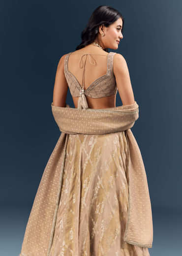 Gold Banarasi Silk Bridesmaid Lehenga With Heavy Hand Embroidery