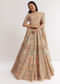Gold Beige Georgette Printed Lehenga With Cutdana And Stone Work