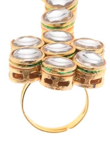 Gold Plated Hand Harness With Beautifully Handcrafted Floral Design Adorned In Kundan Work By Paisley Pop