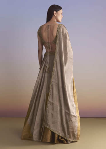 Gold Tissue Bridesmaid Lehenga With Zardosi Embroidery