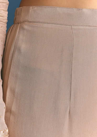 Gold Tissue Kurta Sharara Set With Beads And Sequins Work