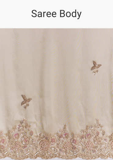 Gold Tissue Saree With Cut Dana Embroidery