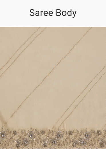 Gold Tissue Saree With Cutdana And Beads Scallop Border