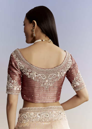 Gold Tissue Saree With Heavy Embroidered Border And Blouse