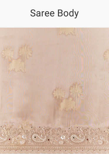 Gold Tissue Saree With Heavy Embroidered Border And Blouse