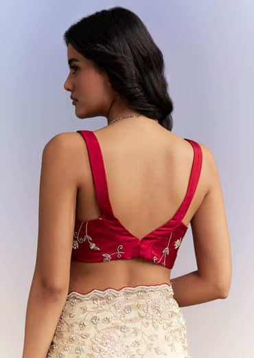 Gold Tissue Saree With Heavy Hand Embroidery