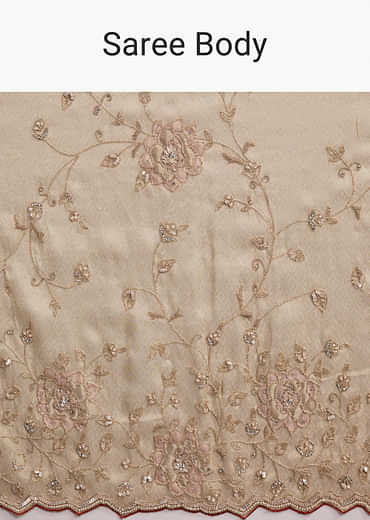 Gold Tissue Saree With Heavy Hand Embroidery