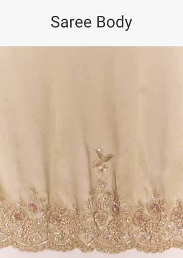 Gold Tissue Silk Saree With Scallop Border And Rich Embroidered Unstitched Blouse