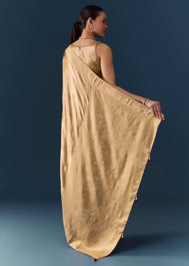 Gold Zari Weave Saree with Blouse Fabric