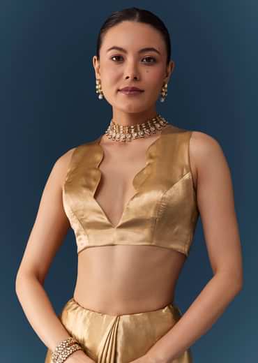 Gold Zari Weave Saree with Blouse Fabric