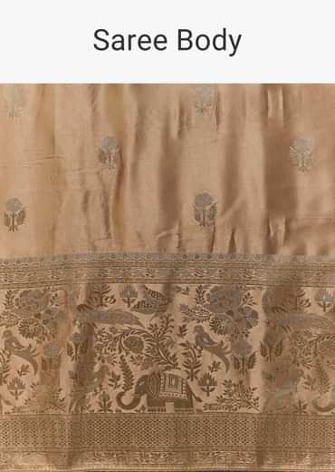 Gold Zari Weave Saree with Blouse Fabric