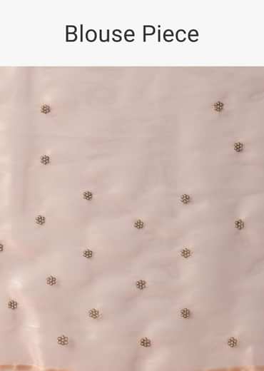 Gold And Brown Toned Saree In Tissue With Cut Dana Embroidered Borders