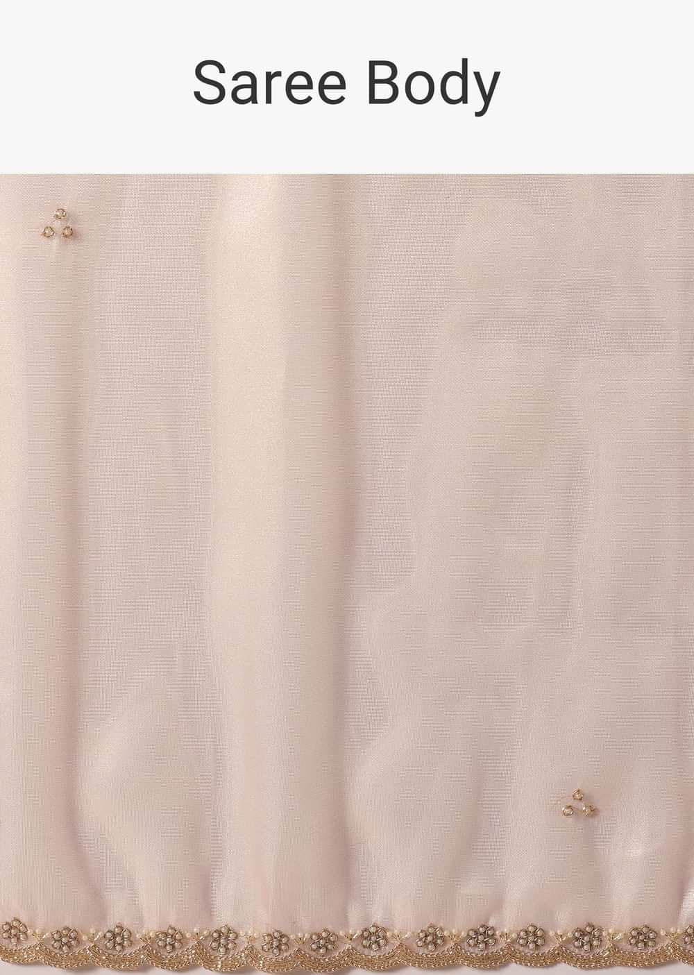 Gold And Brown Toned Saree In Tissue With Cut Dana Embroidered Borders