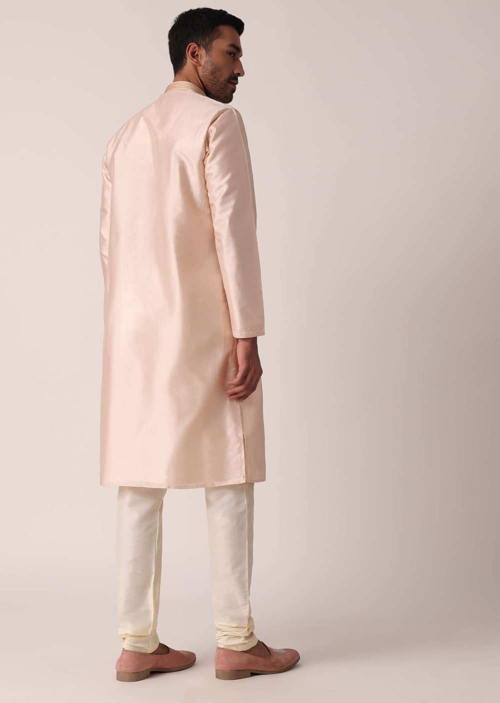 Gold Embroidered Kurta Set For Men