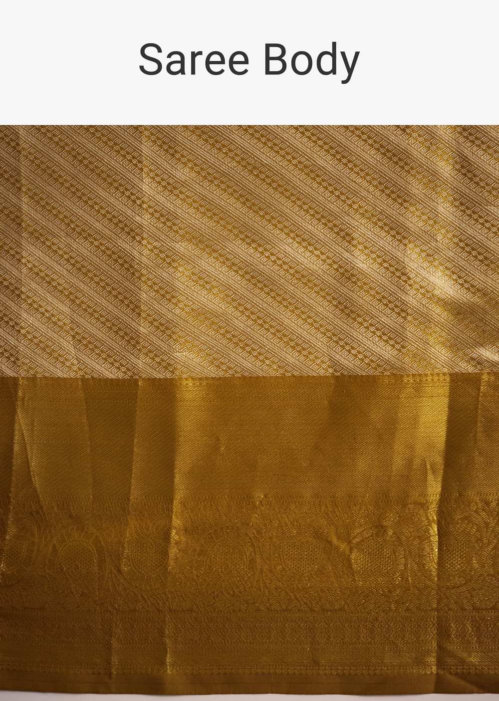 Gold Kanjivaram Silk Saree With Zari Border