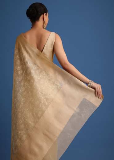 Gold Kota Cotton Resham Embroidered Saree