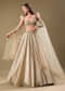Gold Pre Pleated Lehenga With Embellished Blouse And Net Dupatta