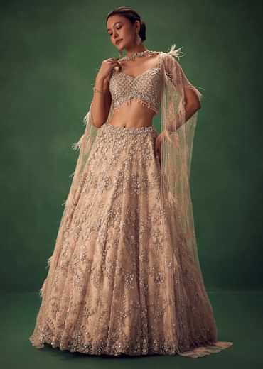 Gold Sequin Work Lehenga Set