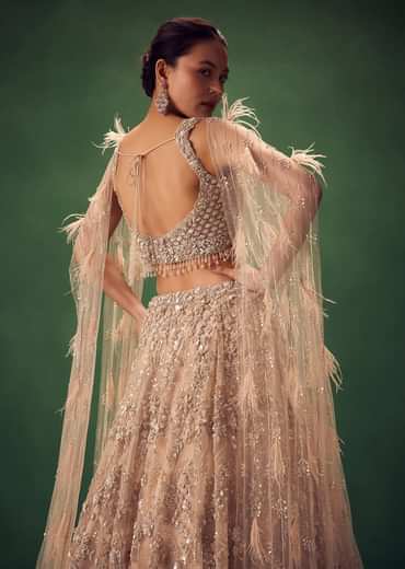 Gold Sequin Work Lehenga Set