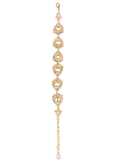 Gold Toned Kundan And Pearl Bracelet