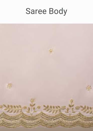 Peach Tissue Saree With Cut Dana Embroidered Borders