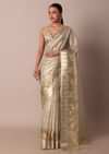 Golden Silk Saree With Exquisite Resham Thread Butti Work