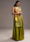 Green And Yellow Ombre Silk Palazzo Suit With Bandhani Print