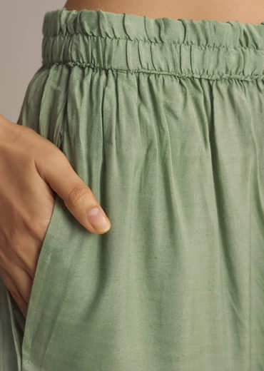 Green Banarasi Georgette Palazzo Suit