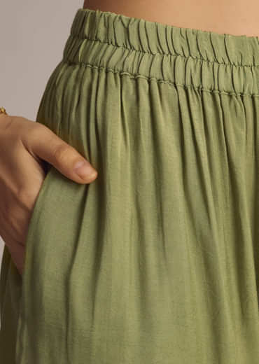 Green Banarasi Tissue Palazzo Suit