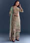 Green Beige Ombre Crepe Kurta Set With Floral Print