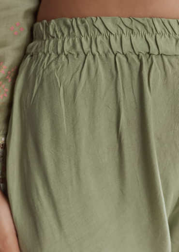 Green Chanderi Anarkali Suit With Boho Prints