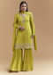 Green Chinon Sharara Suit With Heavy Hand Embroidery