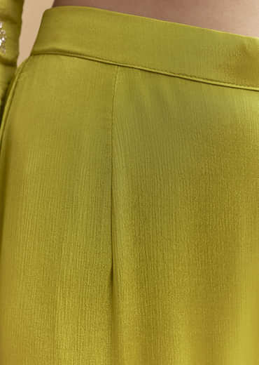 Green Chinon Sharara Suit With Heavy Hand Embroidery