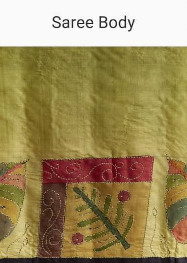 Green Cotton Authentic Hand Painted Saree With Contrast Border