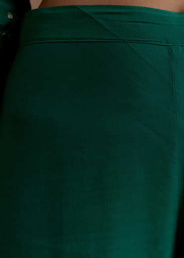 Green Cotton Silk Kurta Set with Foil Mirrors